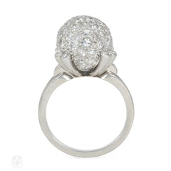 1930s diamond and platinum ball ring