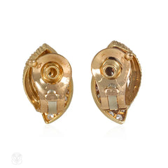 1950s gold and diamond leaf earrings, Van Cleef & Arpels