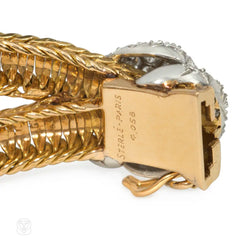 1950s Sterlé gold and diamond x-form bracelet