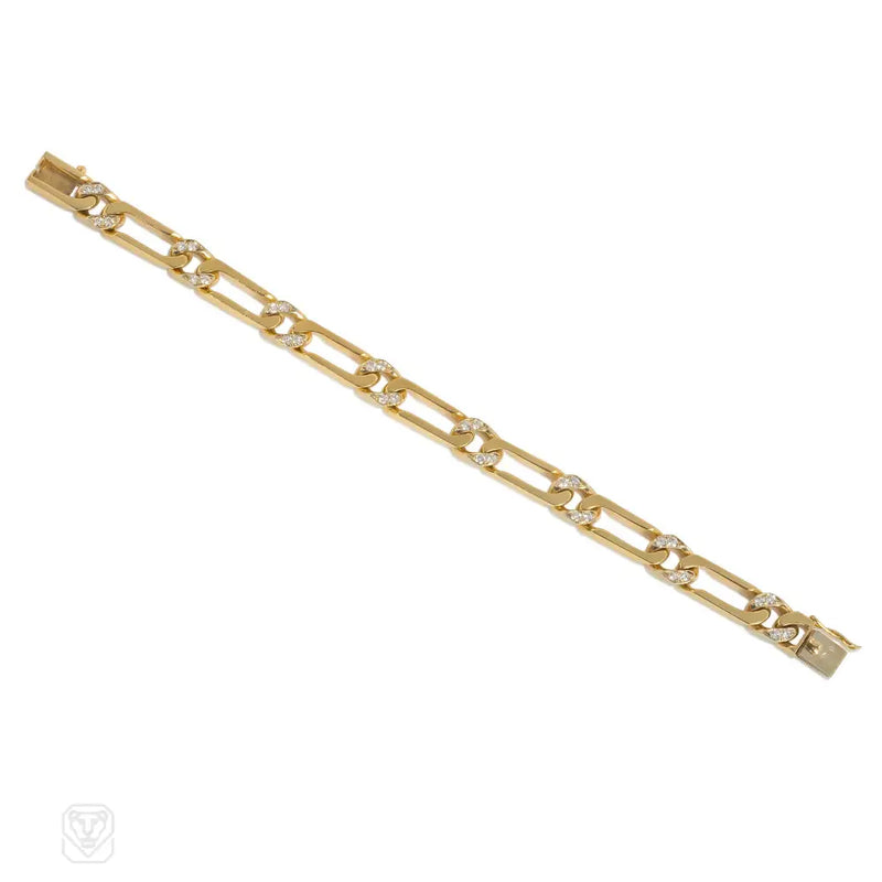 1960S Van Cleef & Arpels Diamond And Gold Link Bracelet