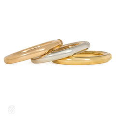 1970s three-color gold hinged bangles
