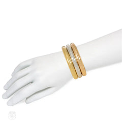 1970s three-color gold hinged bangles