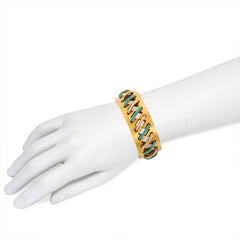 Antique gold, turquoise and pearl cuff bracelet