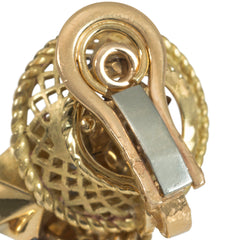 Retro French gold flower basket earrings