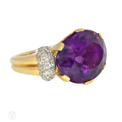 Amethyst and diamond cocktail ring