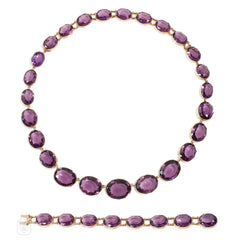 Antique amethyst necklace, convertible to bracelets, England