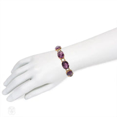 Antique amethyst necklace, convertible to bracelets, England
