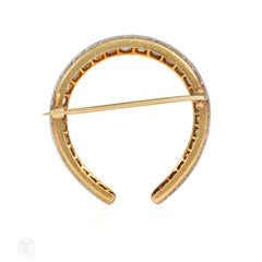 Antique diamond and platinum-topped gold horseshoe pin