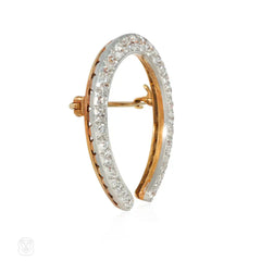 Antique diamond and platinum-topped gold horseshoe pin