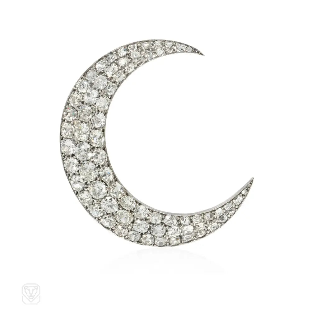 ♧moon♧ Antique diamond crescent moon brooch – Kentshire