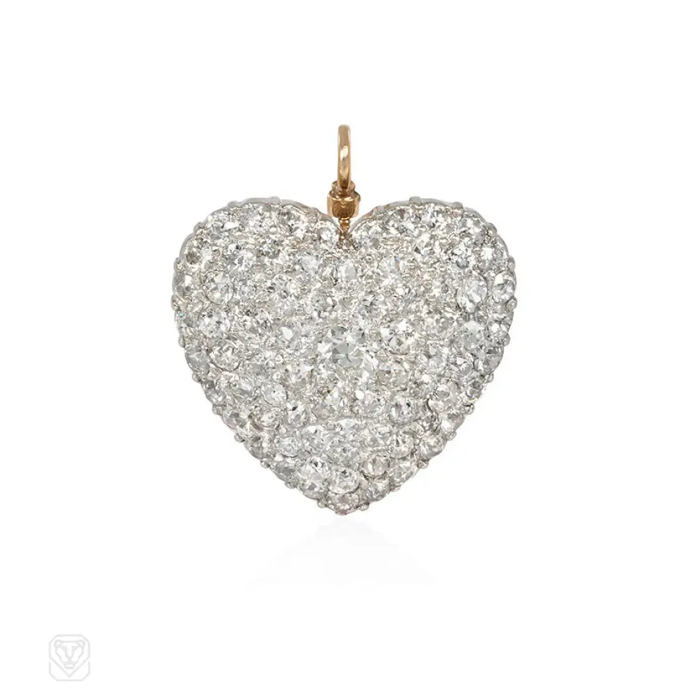 Antique diamond heart pendant deals
