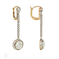 Antique diamond solitaire pendant earrings