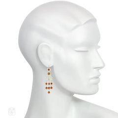Antique enamel, garnet, pearl and diamond earrings