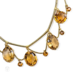 Antique gold and citrine festoon necklace