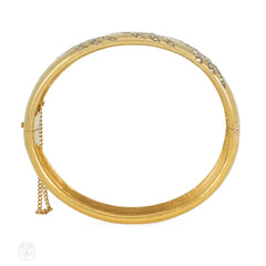 Antique gold and diamond Greek key cuff bracelet