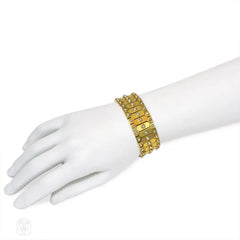 Antique gold and pearl plaque bracelet