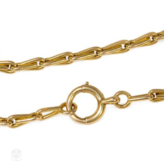 Antique gold long muff chain, France