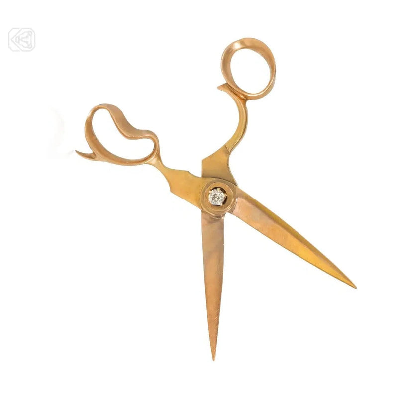 Antique Gold Scissors Brooch