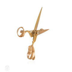 Antique gold scissors brooch