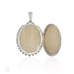 Antique large silver locket, hallmarked