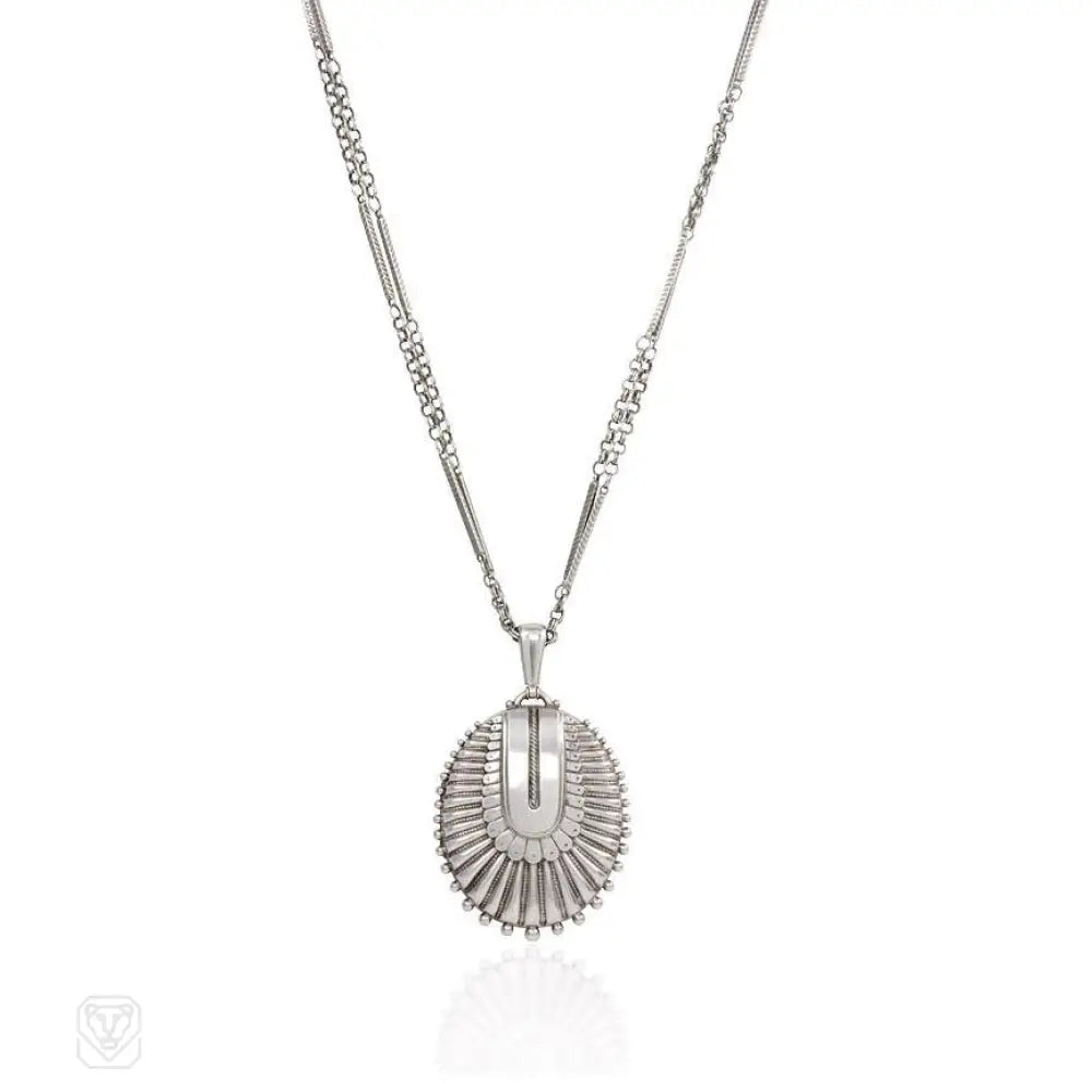 Antique large silver locket, hallmarked