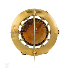 Antique oversized gold and citrine brooch