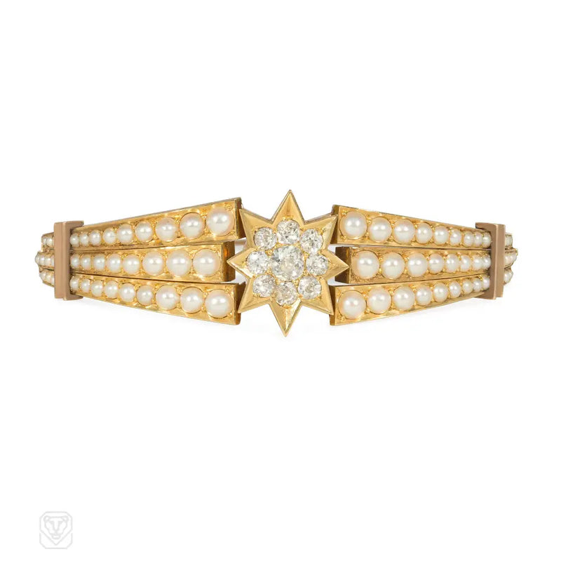 Antique Pearl And Diamond Shooting Star Bracelet