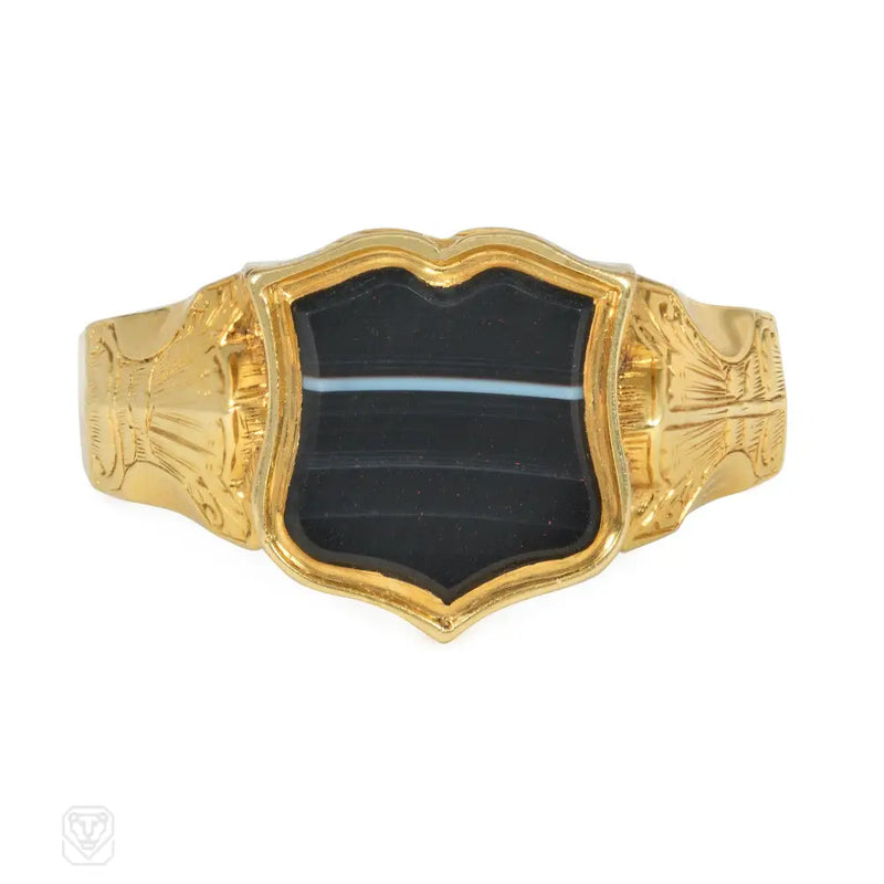 Antique Sardonyx And Gold Locket Ring