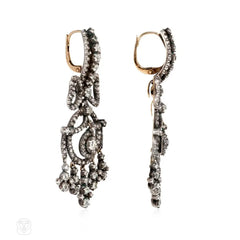 Antique style diamond fringed pendant earrings