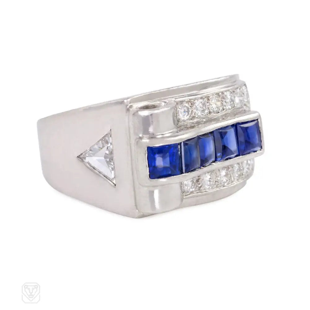 Art Deco diamond and sapphire ring in platinum, Cartier – Kentshire