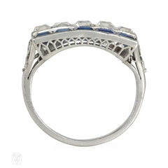Art Deco French-cut diamond and sapphire ring