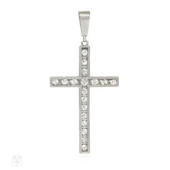 Art Deco French diamond cross pendant