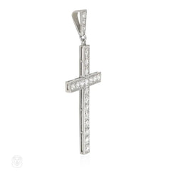 Art Deco French diamond cross pendant