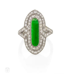 Art Deco jade and diamond ring