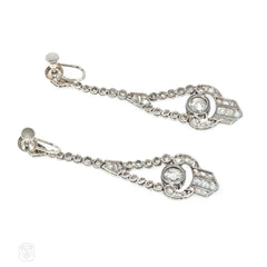Art Deco old cut diamond and platinum earrings