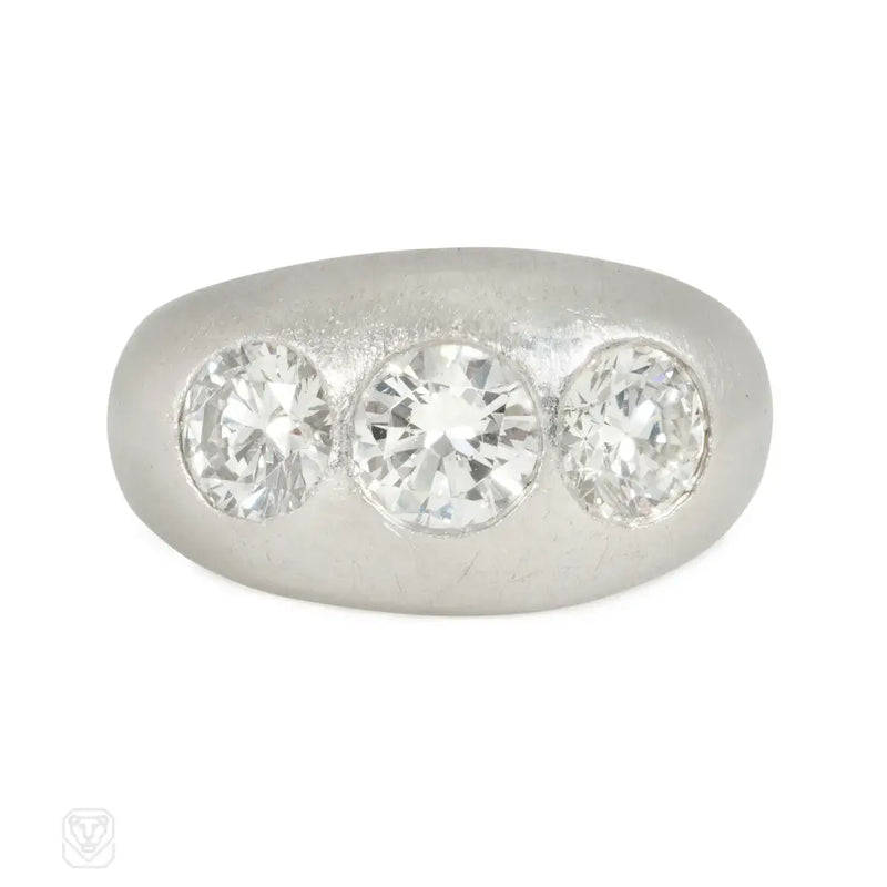 Art Deco Platinum And Diamond Three - Stone Ring