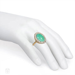 Art Deco turquoise and diamond cluster ring