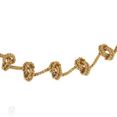 Baratte French mid-century knotted gold necklace