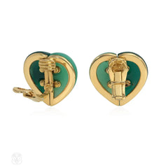 Bulgari gold, chrysoprase, and jasper heart earrings