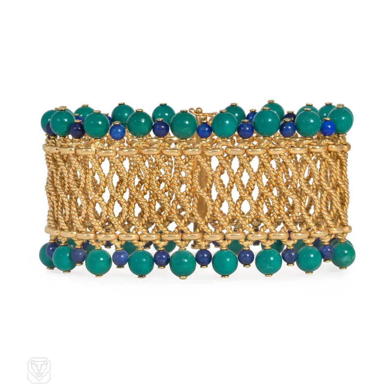Bulgari Mid - Century Gold Turquoise And Lapis Bracelet