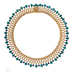 Bulgari Mid-Century gold, turquoise, and lapis collar