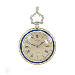Cartier antique enamel and diamond pendant watch