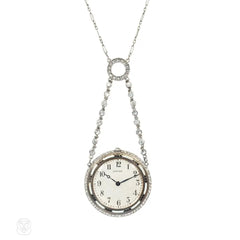 Cartier black and white enamel pendant/watch necklace