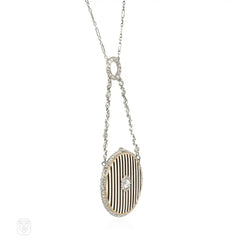 Cartier black and white enamel pendant/watch necklace