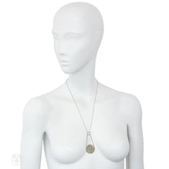 Cartier black and white enamel pendant/watch necklace
