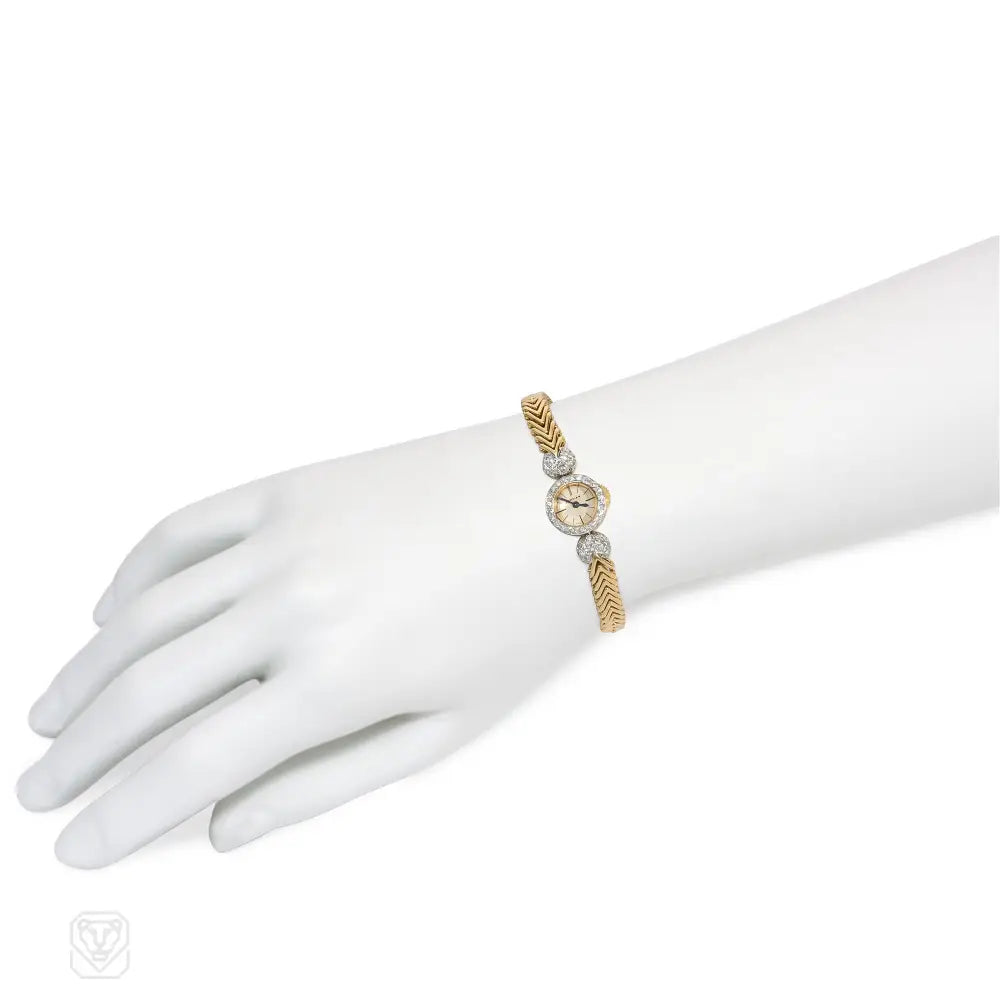 Cartier diamond and gold backwound wristwatch