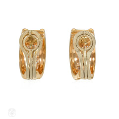 Cartier gold and diamond half hoop earrings