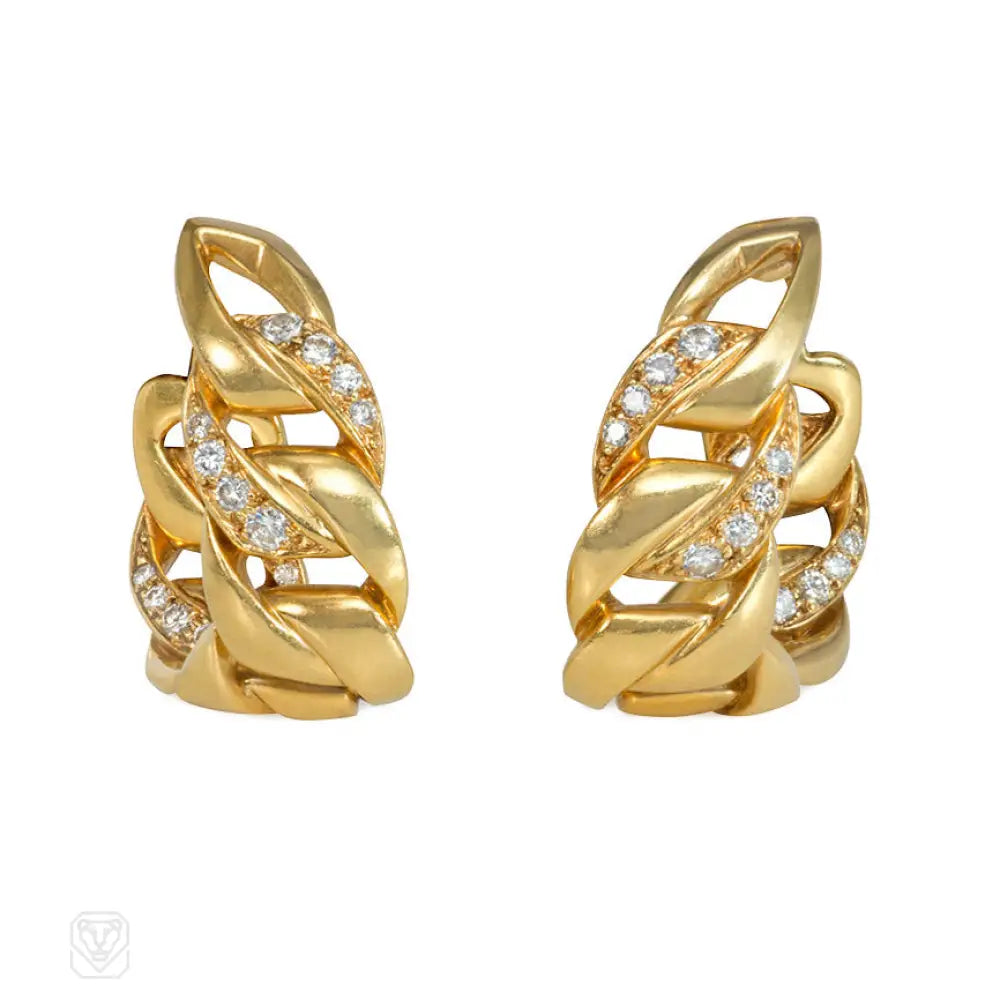 Cartier gold and diamond hoop earrings Kentshire