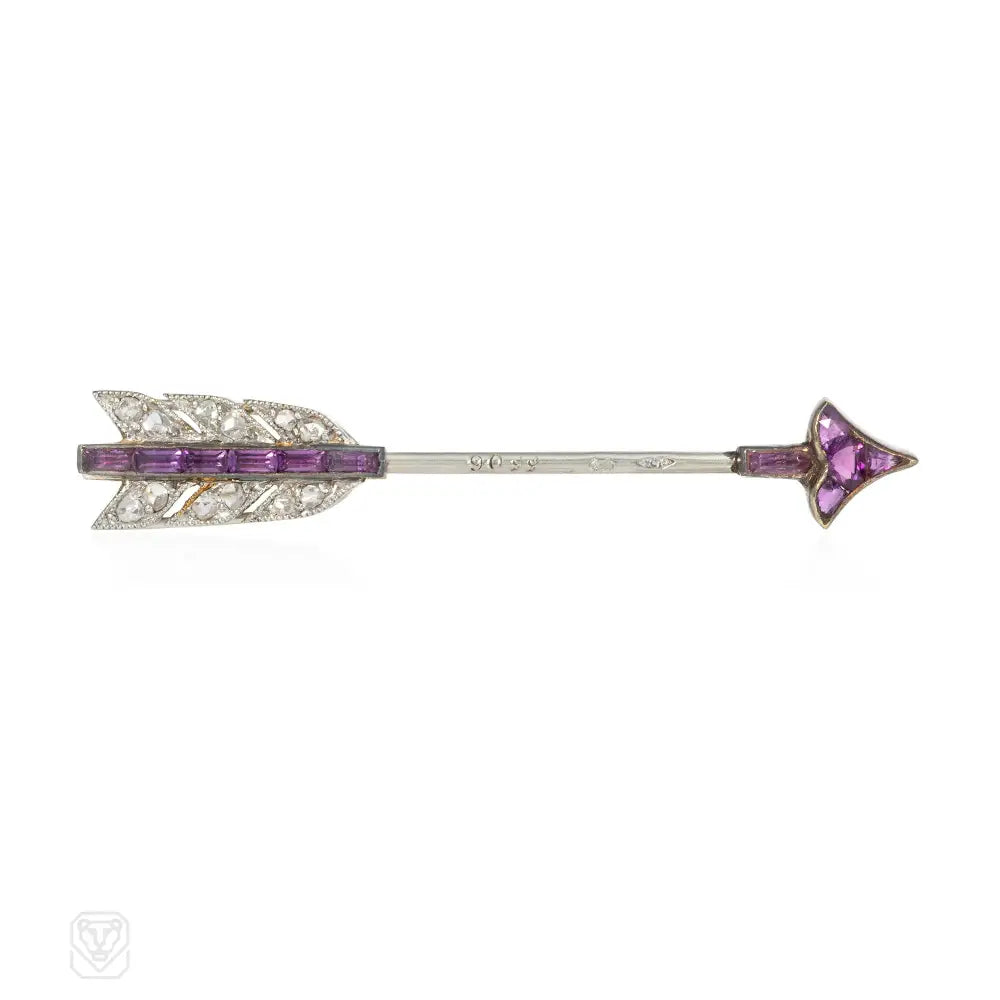 小物 CARTIER Cartier, Paris Art Deco amethyst and diamond arrow pin