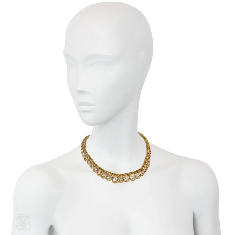 Cartier Paris Midcentury Gold And Diamond Necklace